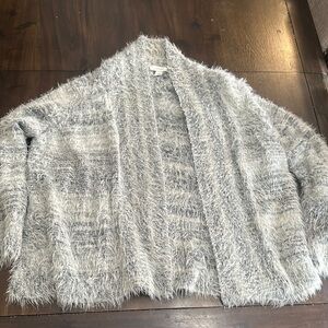 Fuzzy Gray Open Cardigan